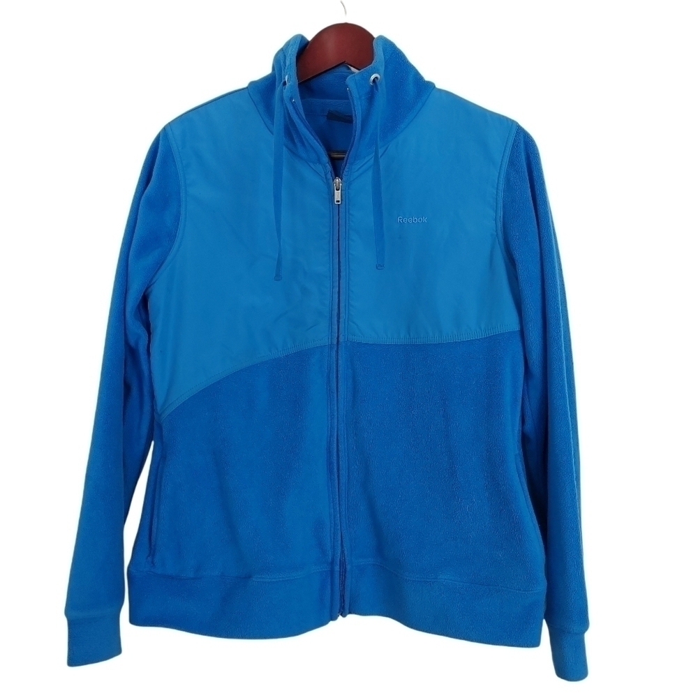 Reebok | Blue Long Sleeve Fleece Full Zip Outdoor Sweater Pullover Jacket Sz Med